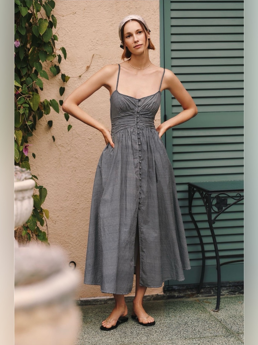NWT Anthropologie Katerina Gingham Button-Front Maxi Dress S